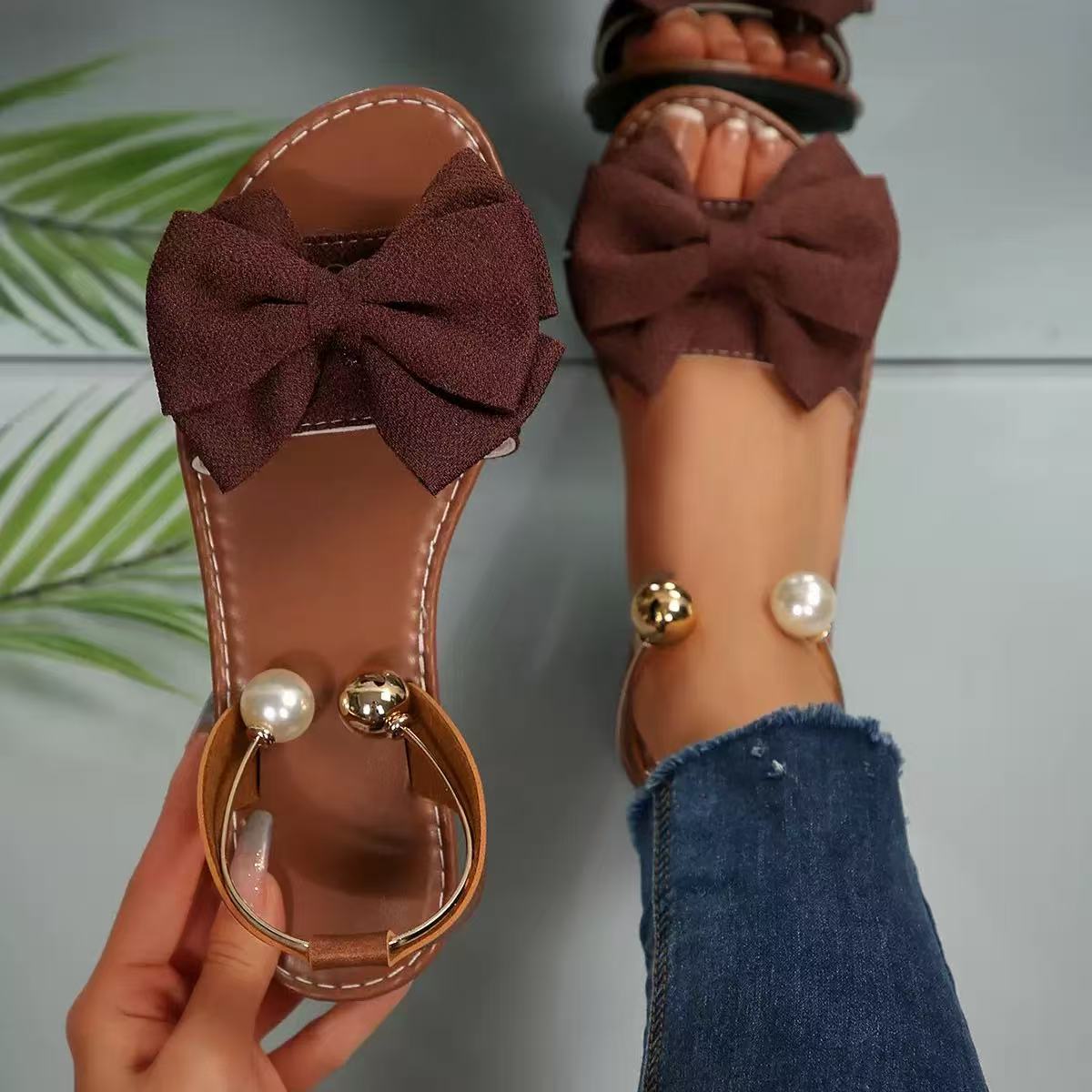 Clarks Women Bow Pearl Flat Sandals, Lightweight Comfortable Non-slip Shoes ( PayPal Checkout Save $5 ) - Image 2