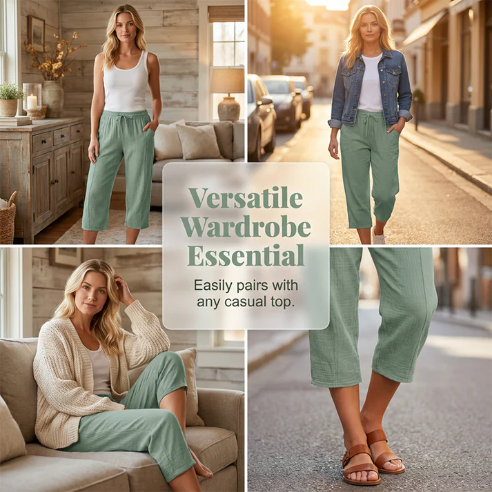 Nordstrom Women's Solid-Color Pleated Cotton - Linen Cropped Pants ( PayPal Checkout Save $5 ) - Image 8