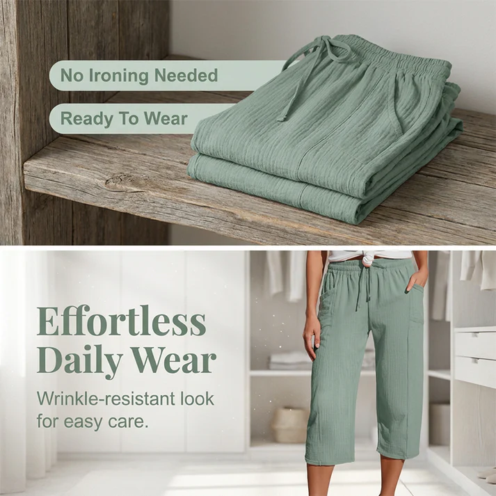 Nordstrom Women's Solid-Color Pleated Cotton - Linen Cropped Pants ( PayPal Checkout Save $5 ) - Image 9