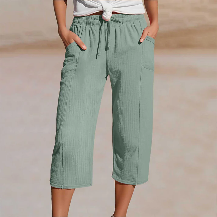 Nordstrom Women's Solid-Color Pleated Cotton - Linen Cropped Pants ( PayPal Checkout Save $5 )
