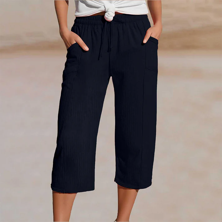 Nordstrom Women's Solid-Color Pleated Cotton - Linen Cropped Pants ( PayPal Checkout Save $5 ) - Image 5