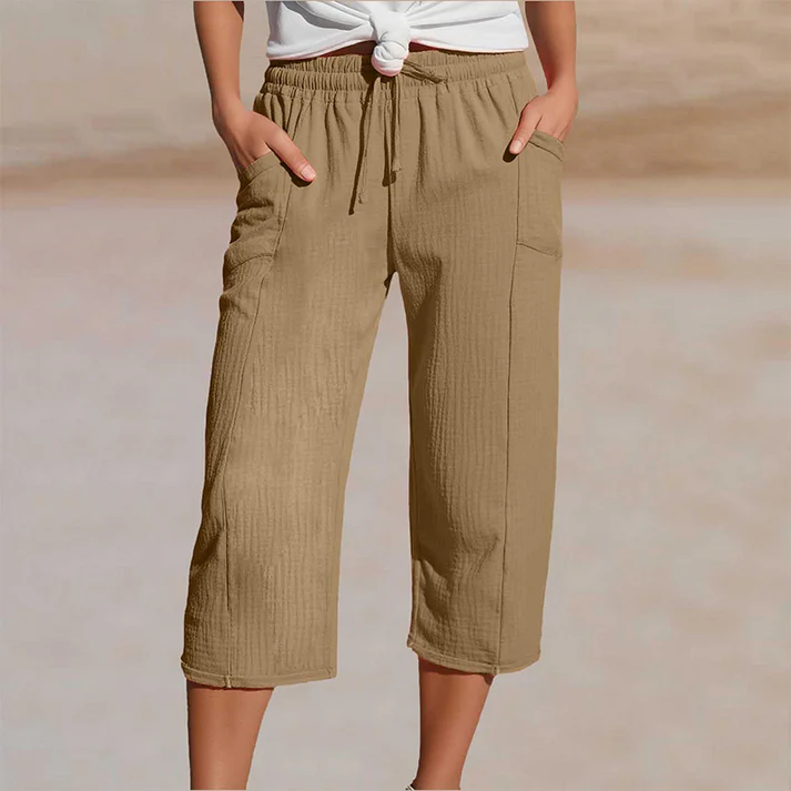 Nordstrom Women's Solid-Color Pleated Cotton - Linen Cropped Pants ( PayPal Checkout Save $5 ) - Image 3