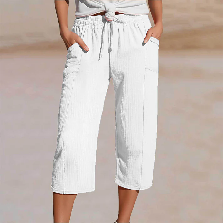 Nordstrom Women's Solid-Color Pleated Cotton - Linen Cropped Pants ( PayPal Checkout Save $5 ) - Image 4