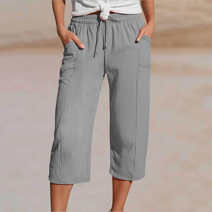 Nordstrom Women's Solid-Color Pleated Cotton - Linen Cropped Pants ( PayPal Checkout Save $5 ) - Image 2